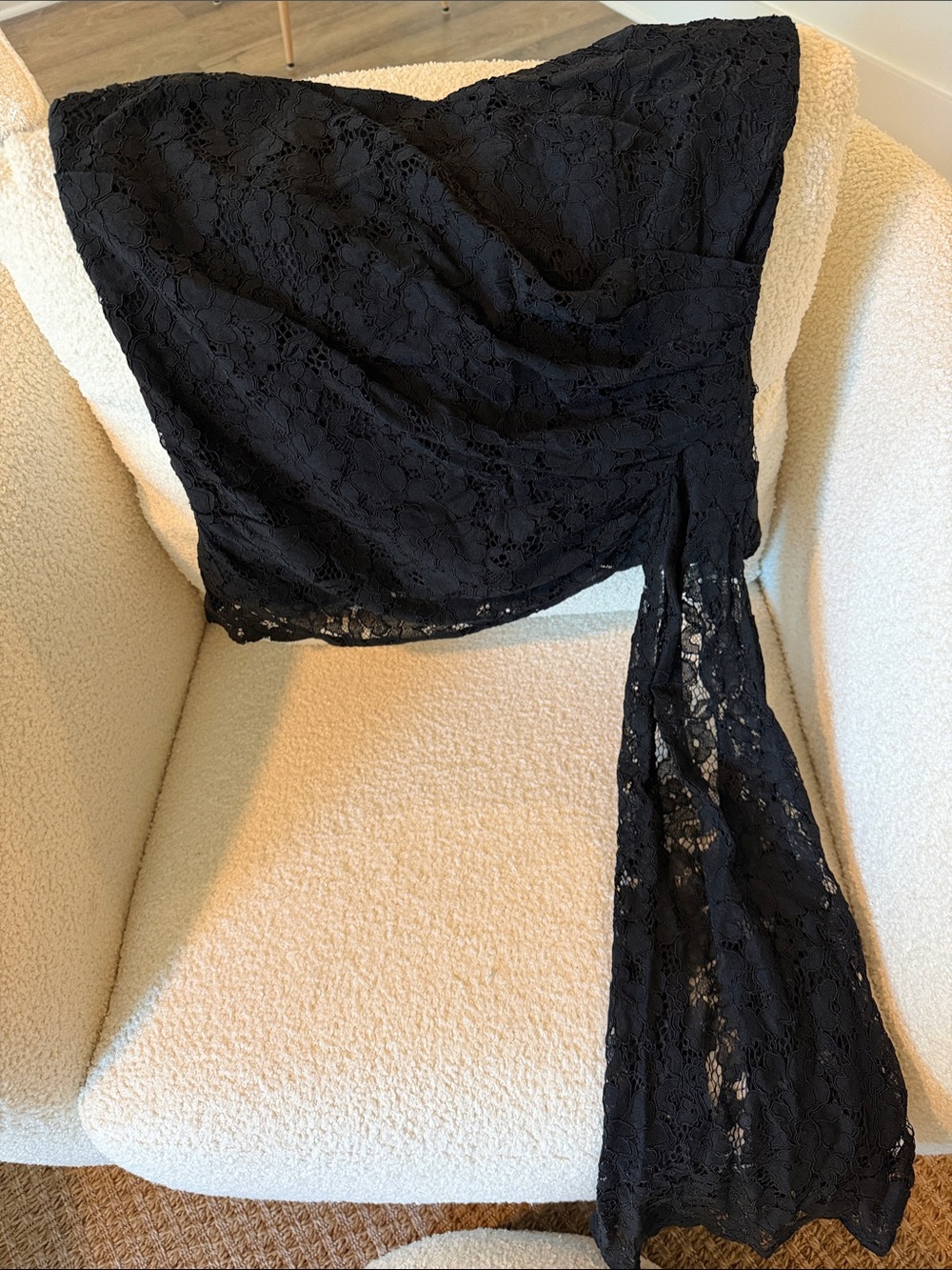 Anthropologie Black Strapless Lace top with Waist Sash
